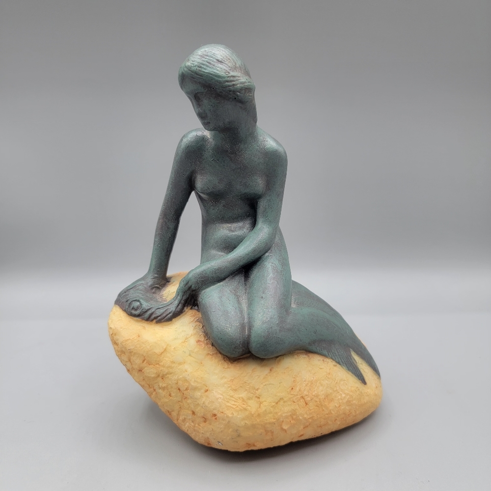 Nude Mermaid on a Rock Made of Resin Denmark Souvenir